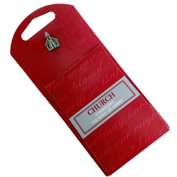 Vintage Christian Church Lapel Pin Pewter Tone Scripture Bookmark VTG - Picture 4 of 8